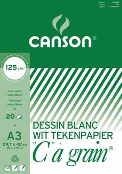 Tekenblok Canson "C" à grain 29,7x42cm 125gr wit 20 vel