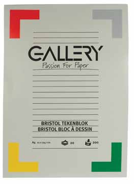 Tekenblok Gallery 21x29,7cm 200gr wit 20vel