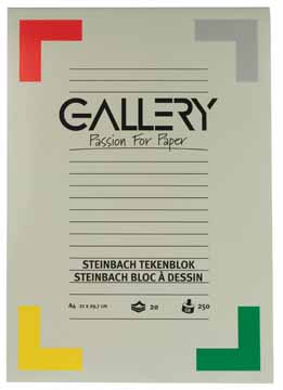 Tekenblok Gallery steinbach 21x29,7cm 250gr wit 20 vel