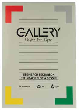 Tekenblok Gallery steinbach 21x29,7cm 250gr wit 20vel