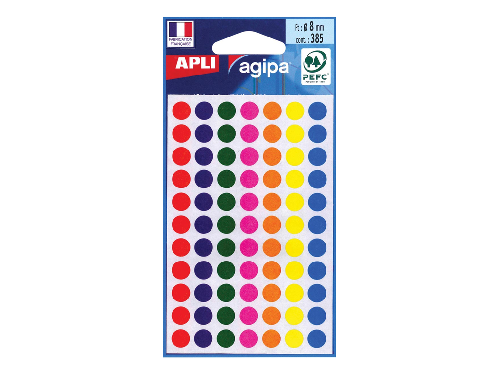 Etiketten Apli Ø 8mm assorti (385)