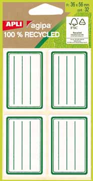 Schooletiket Apli 36x56mm groene rand gelijnd (32)