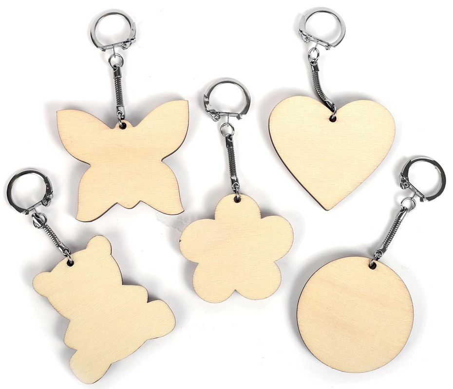 Sleutelhanger Graine Creative hout assorti vormen (10)