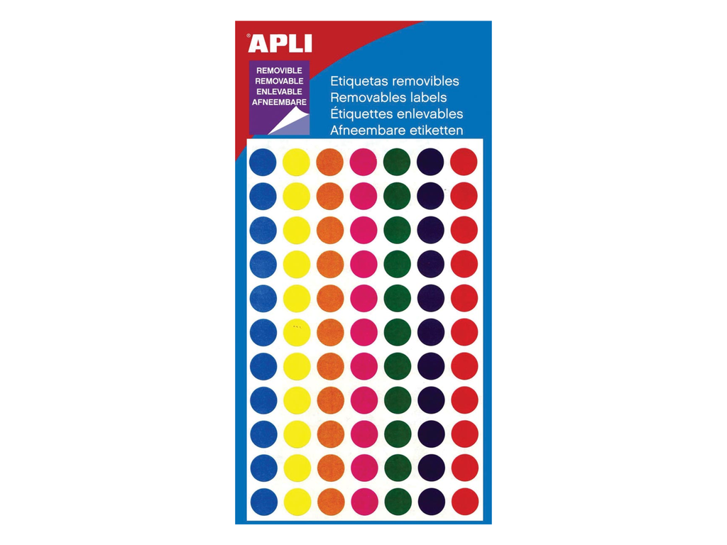 Etiketten Apli Ø 8mm non-permanent assorti (308)