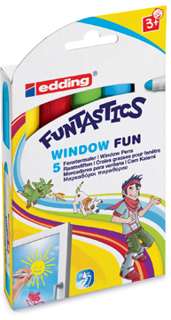 Marker Edding 16 Funtastics Window Fun ronde punt 2-6mm assorti (5)