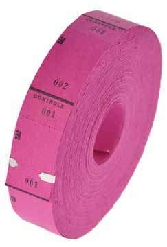 Ticketrol 65x30mm met controlestrookje 1-1000 roze