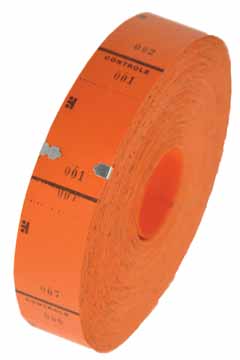 Ticketrol 65x30mm met controlestrookje 1-1000 oranje