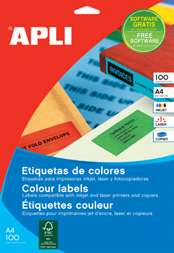 Etiketten Apli 01 etik/bl 210x297mm rood (100)