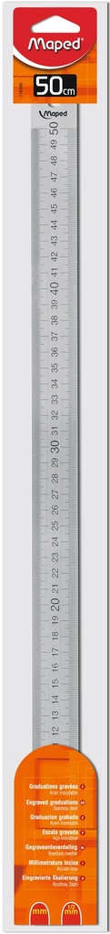 Meetlat aluminium Maped 50cm RVS schaalverdeling
