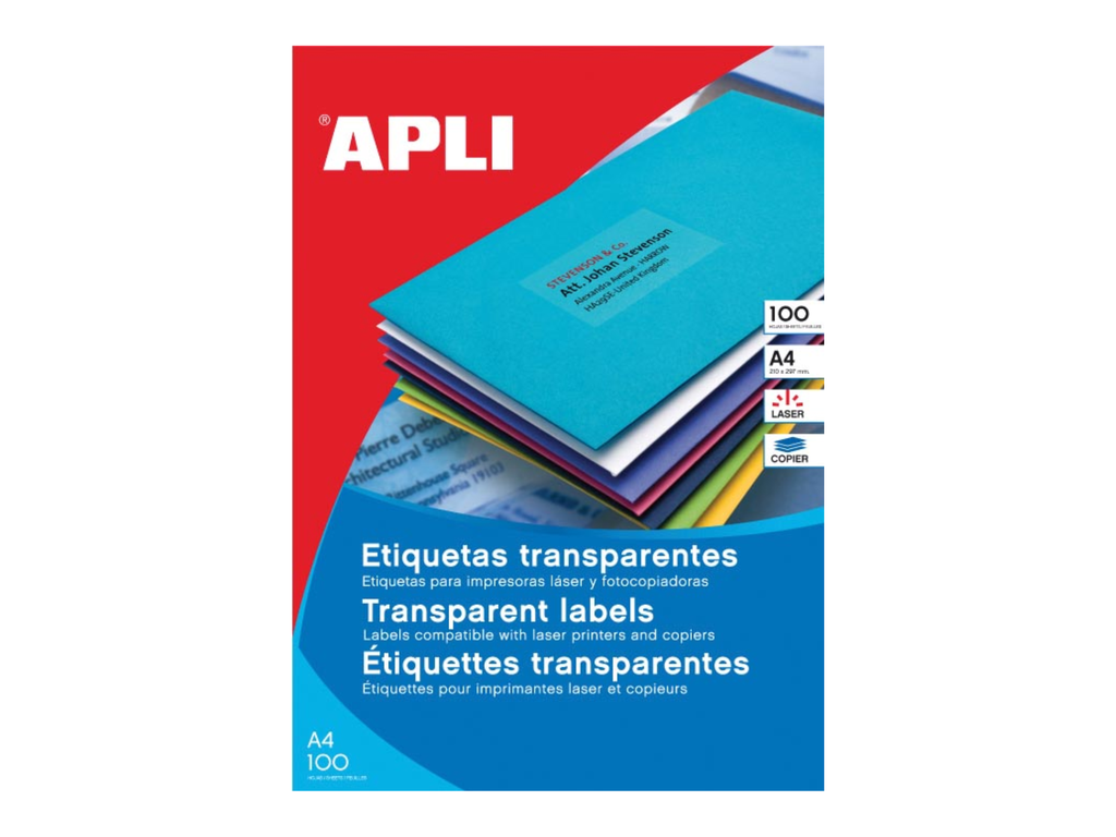 Etiketten Apli polyester transparant 24 etik/bl 70x37mm (100)