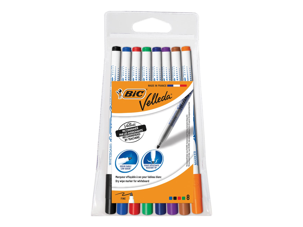 Whiteboardmarker Bic Velleda 1721 fijne ronde punt 1,2mm assorti (8)