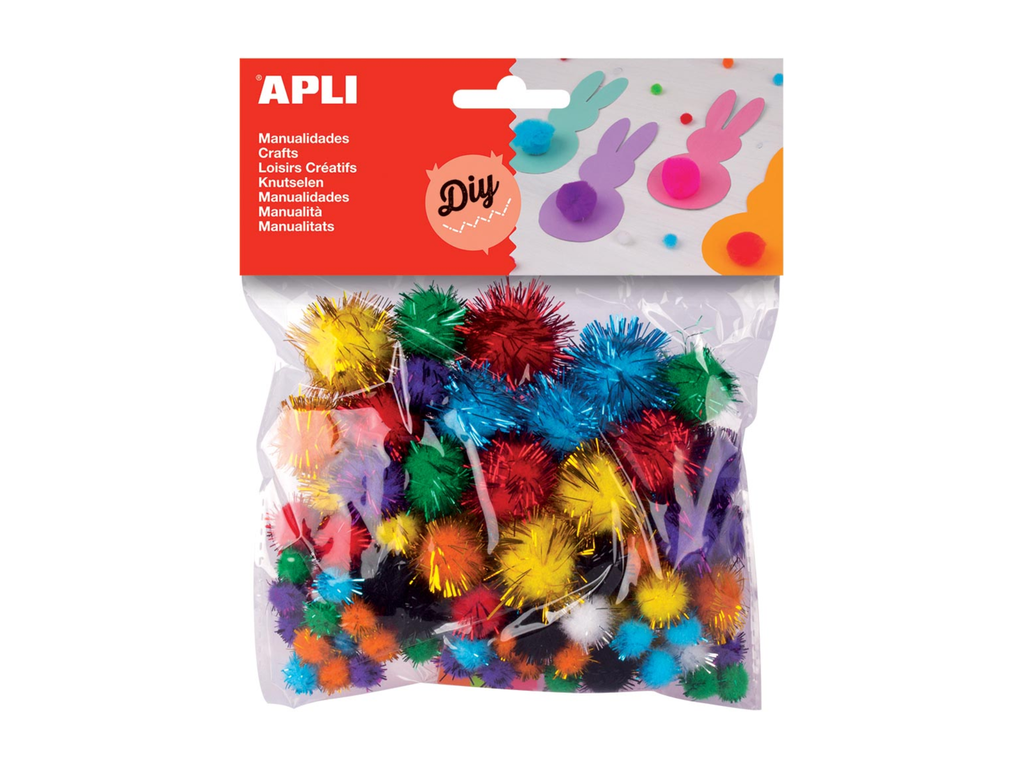 Pompons Apli kids 3 formaten assorti glitter (78)