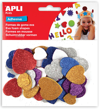 Schuimrubberfiguren Apli kids zelfklevend hart assorti glitter (50)