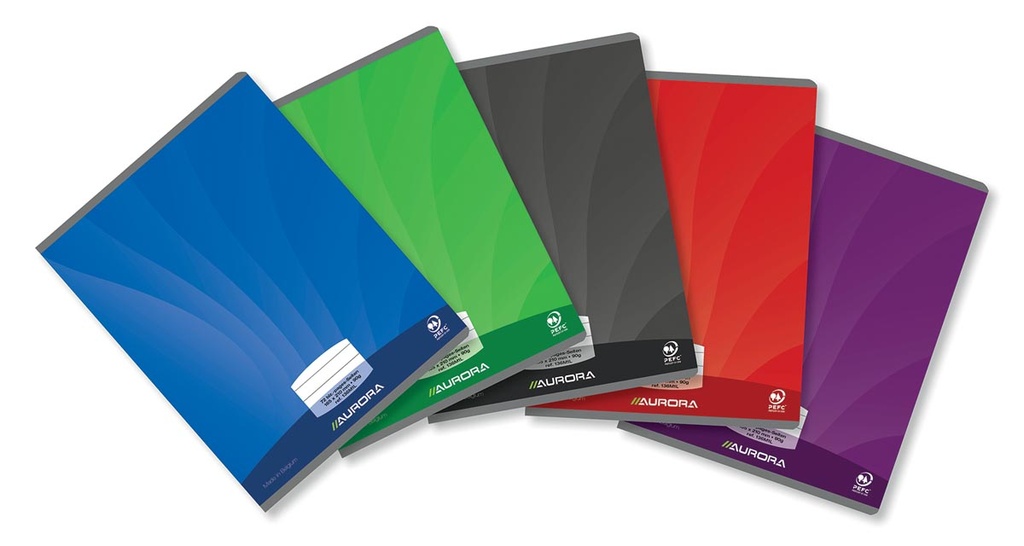Schrift Aurora Mano karton 165x210mm gelijnd 8mm 72blz met rode marge assorti