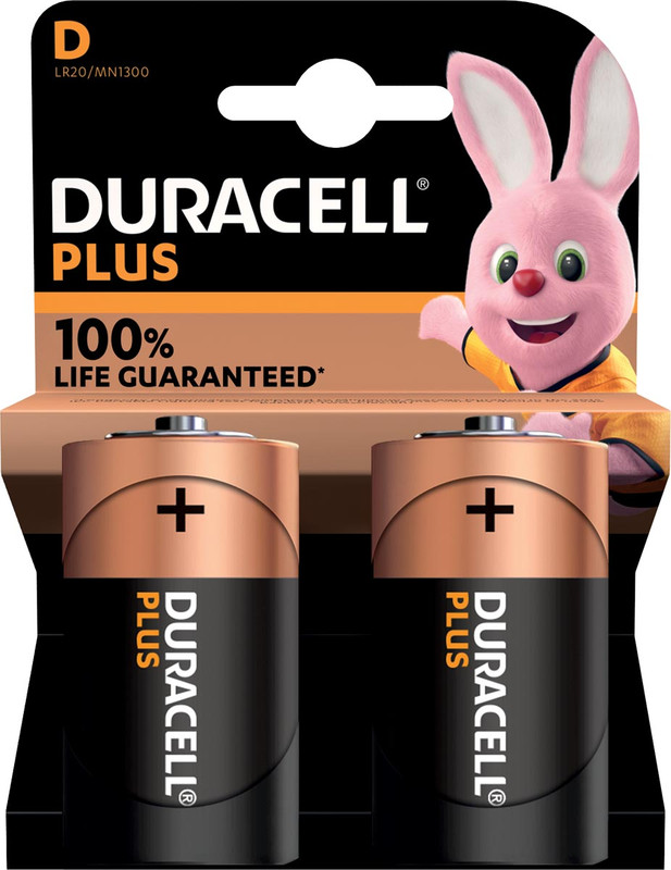 Batterij Duracell Plus 100% D (2)