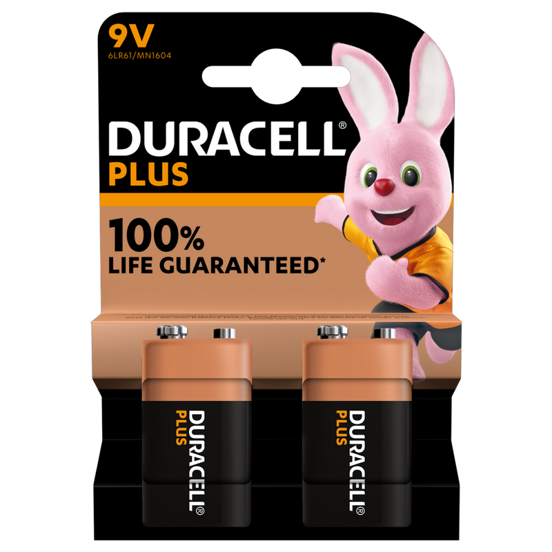 Batterij Duracell Plus 100% 9V (2)(105423)