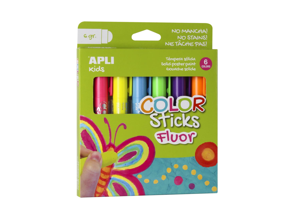 Plakkaatverfsticks Apli Kids 10gr assorti fluo (6)