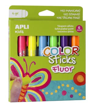 Plakkaatverfsticks Apli Kids 10gr assorti fluo (6)