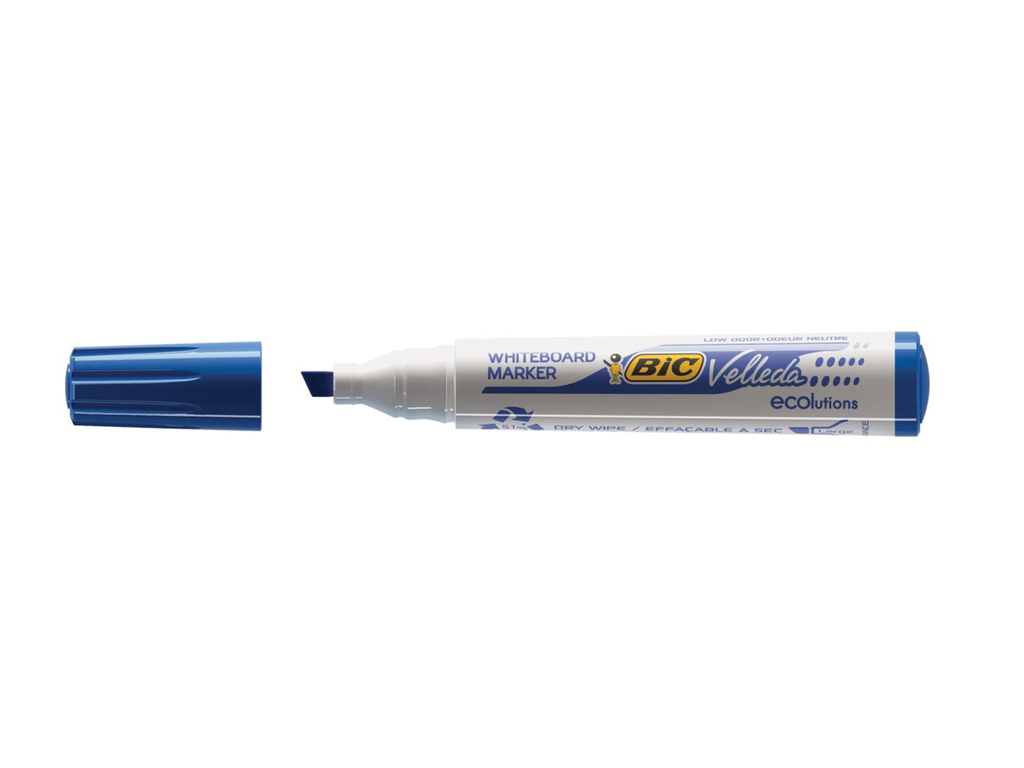 Whiteboardmarker Bic Velleda Ecolutions 1751 beitelpunt 3,7-5,5mm blauw