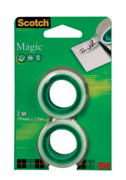 Plakband Scotch Magic Tape 19mm x 7,5m (2) voor kleine afroller