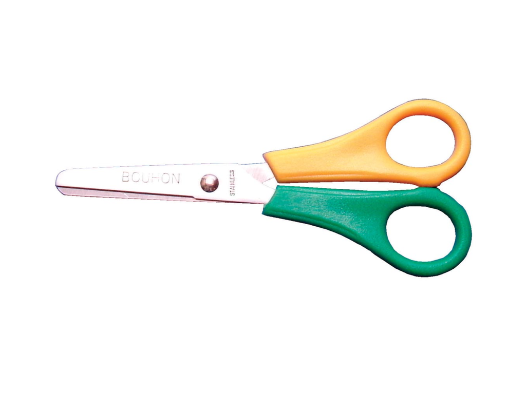 Schaar Bouhon inox 14cm linkshandig geel/groen