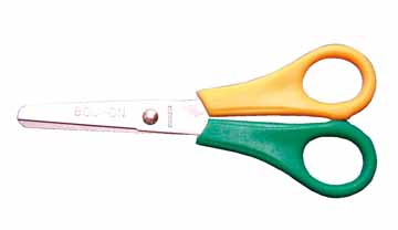 Schaar Bouhon inox 14cm linkshandig geel/groen