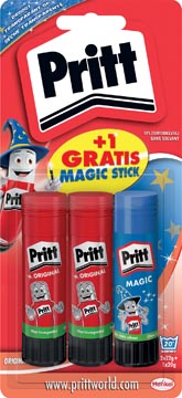 Plakstift Pritt 22g blister (2) met gratis Magic plakstift 20g