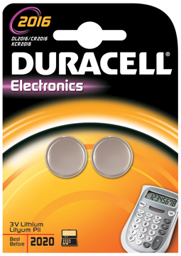 Knoopcelbatterij Duracell CR2016 3V (2)