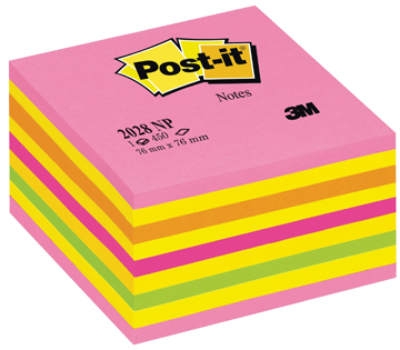 Memoblok Post-It 76x76mm neonroze/neongeel