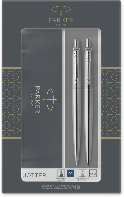 Giftbox Parker Jotter Duo vulpen en vulpotlood zilver