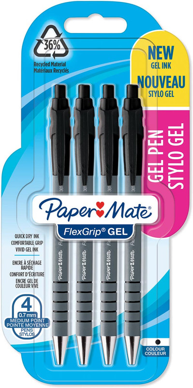 Balpen Paper Mate Flexgrip Gel 0.7mm zwart (4)