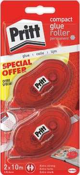 Lijmroller Pritt Compact Permanent 8,4mmx10m 2e halve prijs blister (2)