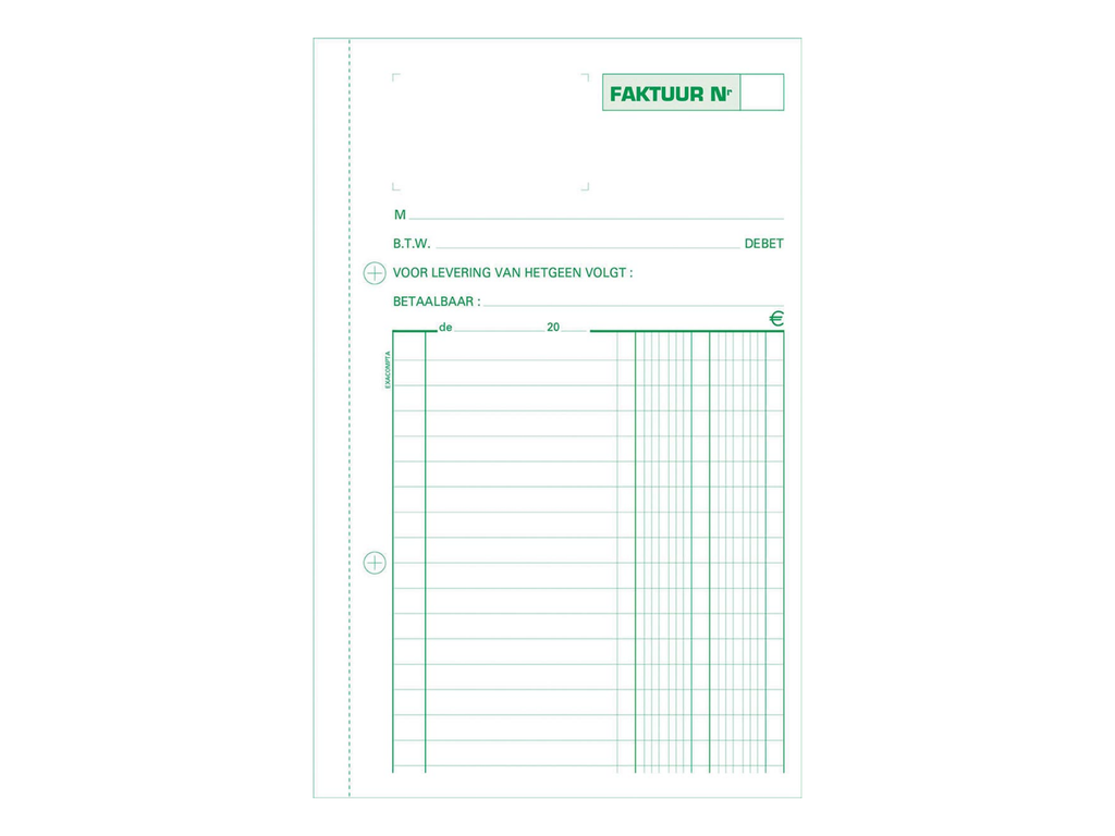 Facturen Exacompta karton 21x13,5cm 50blad tripli zelfkopiërend nederlandstalig