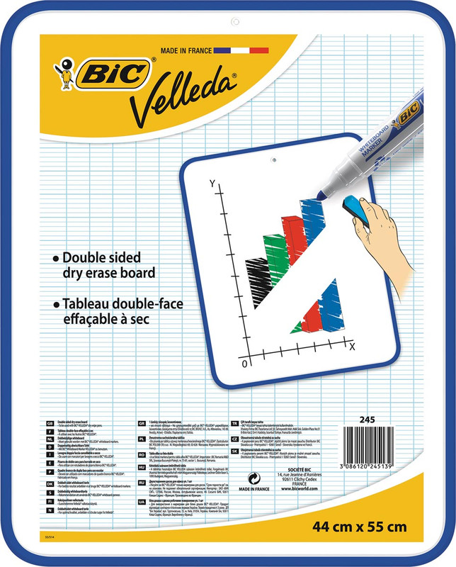 Whiteboard Bic Velleda 44x55cm dubbelzijdig blanco