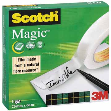 Plakband Scotch magic tape 25mm x 66m voor grote afroller