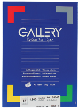 Etiketten Gallery ronde hoeken 18 etik/bl 66x46,6mm (100)