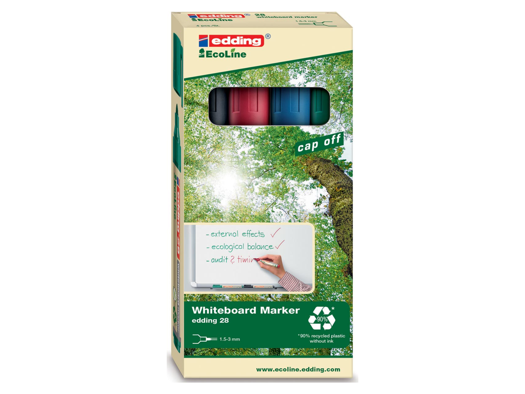 Whiteboardmarker Edding 28 EcoLine ronde punt 1,5-3mm assorti (4)