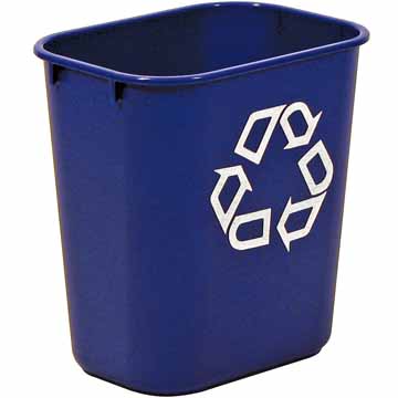 Recyclagebak Rubbermaid zonder zijbakjes 26,6l blauw