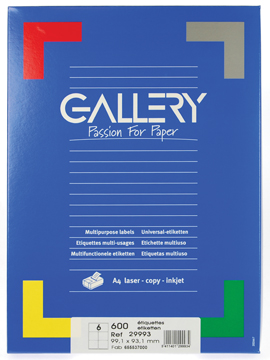 Etiketten Gallery ronde hoeken 6 etik/bl 99,1x93,1mm (100)