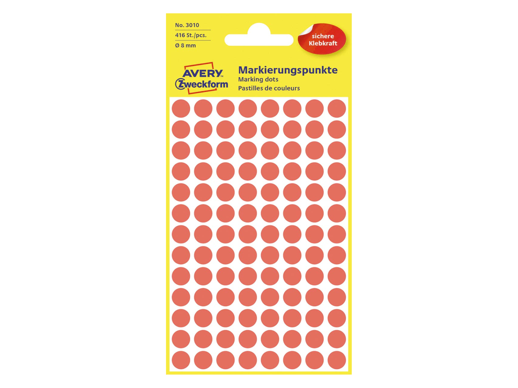 Etiketten Avery Ø8mm rood (416)
