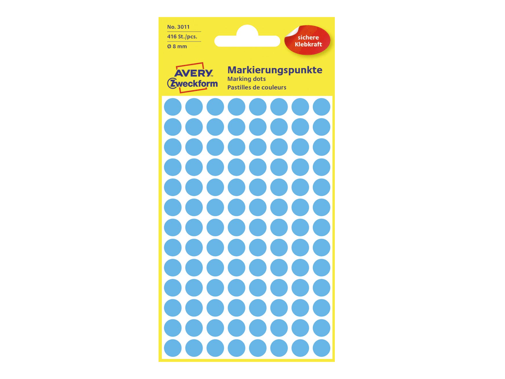 Etiketten Avery Ø8mm blauw (416)