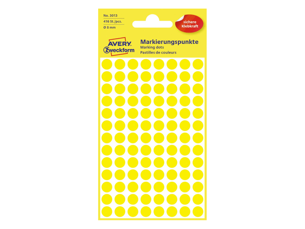 Etiketten Avery Ø8mm geel (416)