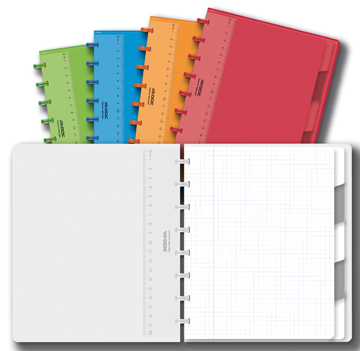 Schrift Adoc Colorlines PP A5 geruit 144blz met tabs, meetlat en elastiek assorti