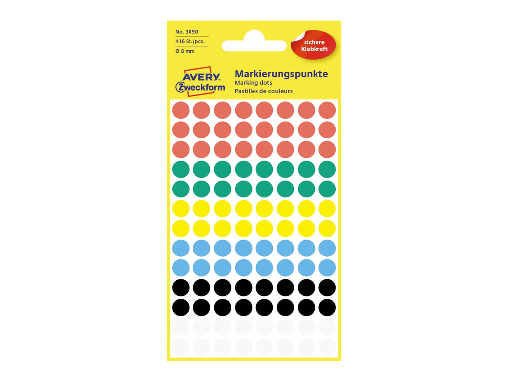 Etiketten Avery Ø8mm assorti (416)