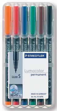 Permanent marker Staedtler Lumocolor OHP 313 ronde punt 0,4mm assorti (6)