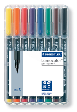 Permanent marker Staedtler Lumocolor OHP 313 ronde punt 0,4mm assorti (8)