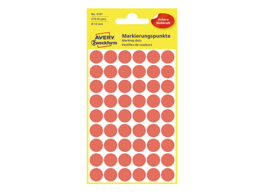 Etiketten Avery Ø12mm rood (270)