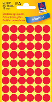 Etiketten Avery Ø12mm rood (270)