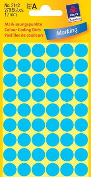 Etiketten Avery Ø12mm blauw (270)