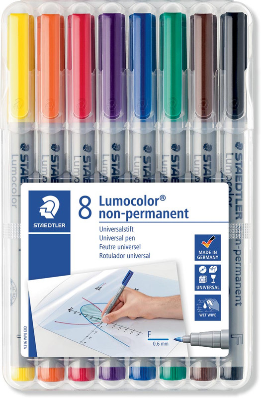 Non-permanent marker Staedtler Lumocolor OHP 316 ronde punt 0,6mm assorti (8)